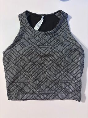 MONDETTA Women's Black and Gray Patterned Crop Tank Top